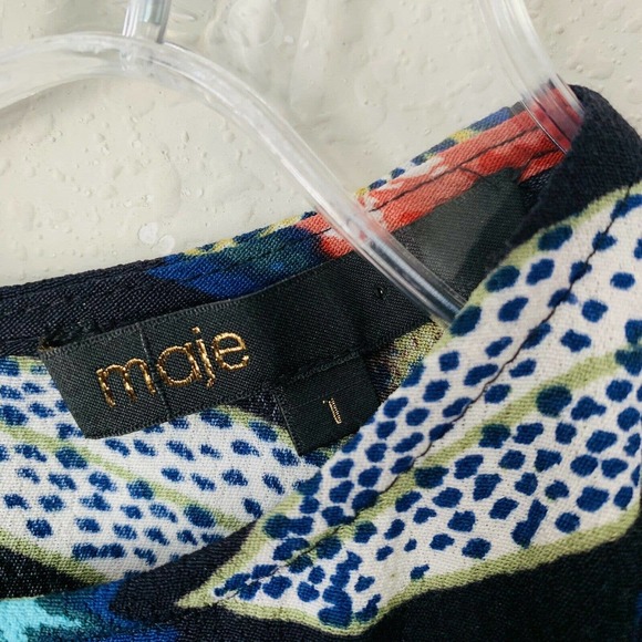 Maje Rimbaud Baroque Print Blue Dress - Picture 4 of 5